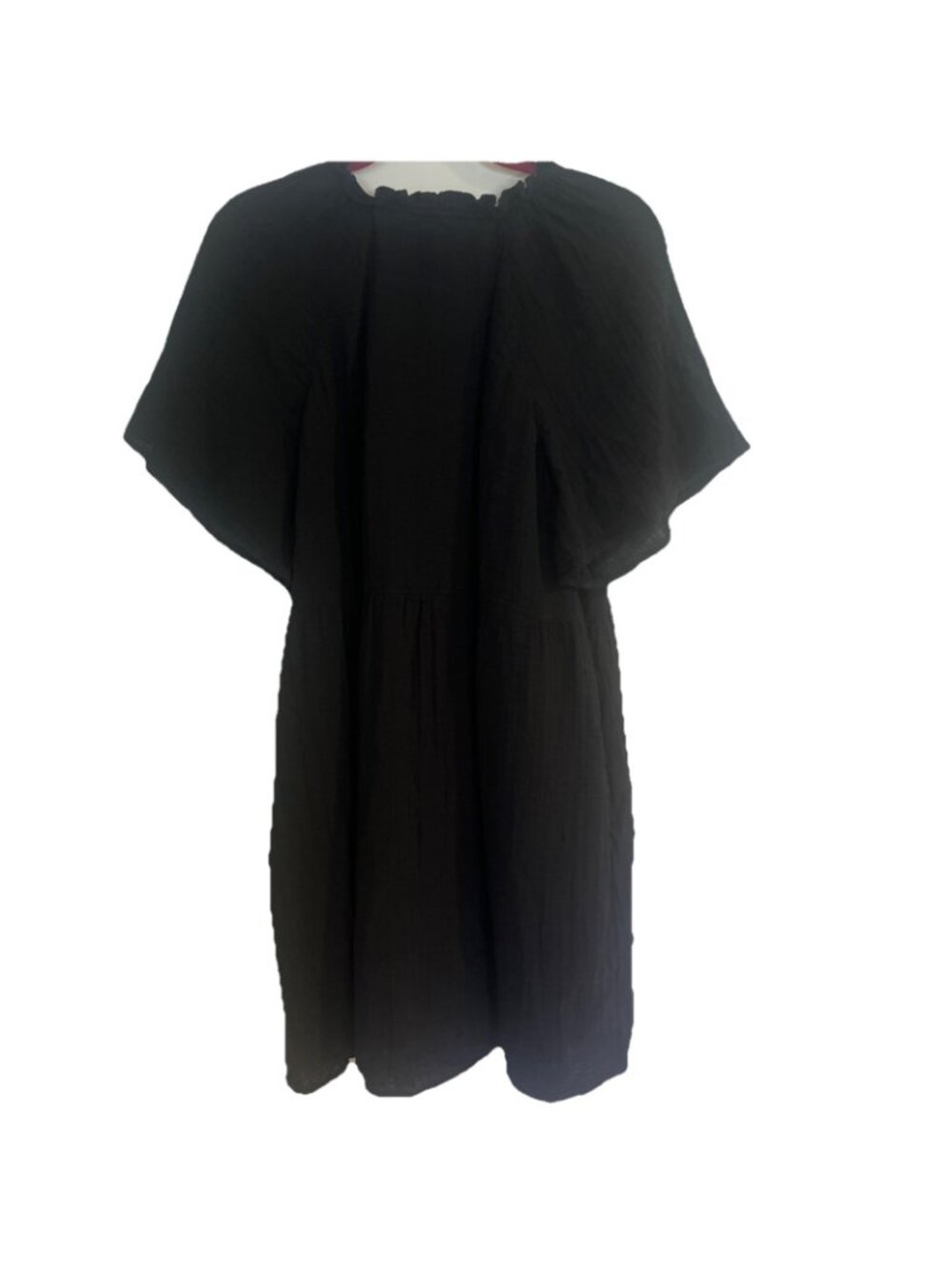 Old Navy Sz Xl Black Pockets Flutter Sleeve Crinkle Gauze Mini Swing Dress - Picture 6 of 12